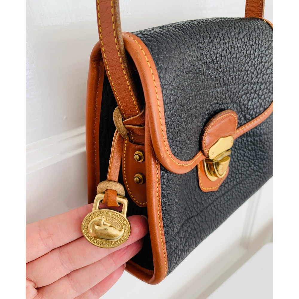 Dooney & Bourke Vintage 90s All-Weather Leather Navy Little Lock Bag Crossbody - Picture 6 of 16